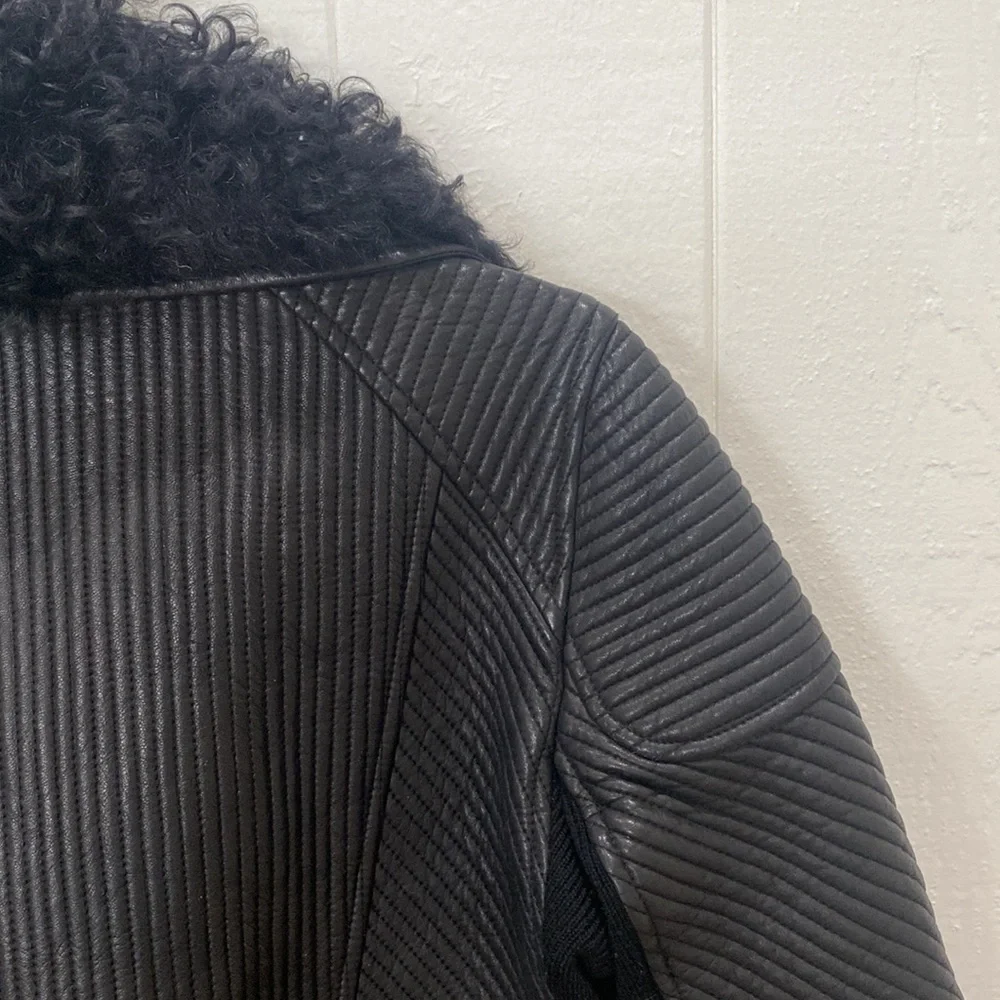 Ellie Tahari leather Bomber Jacket Size Small - Picture 9 of 14